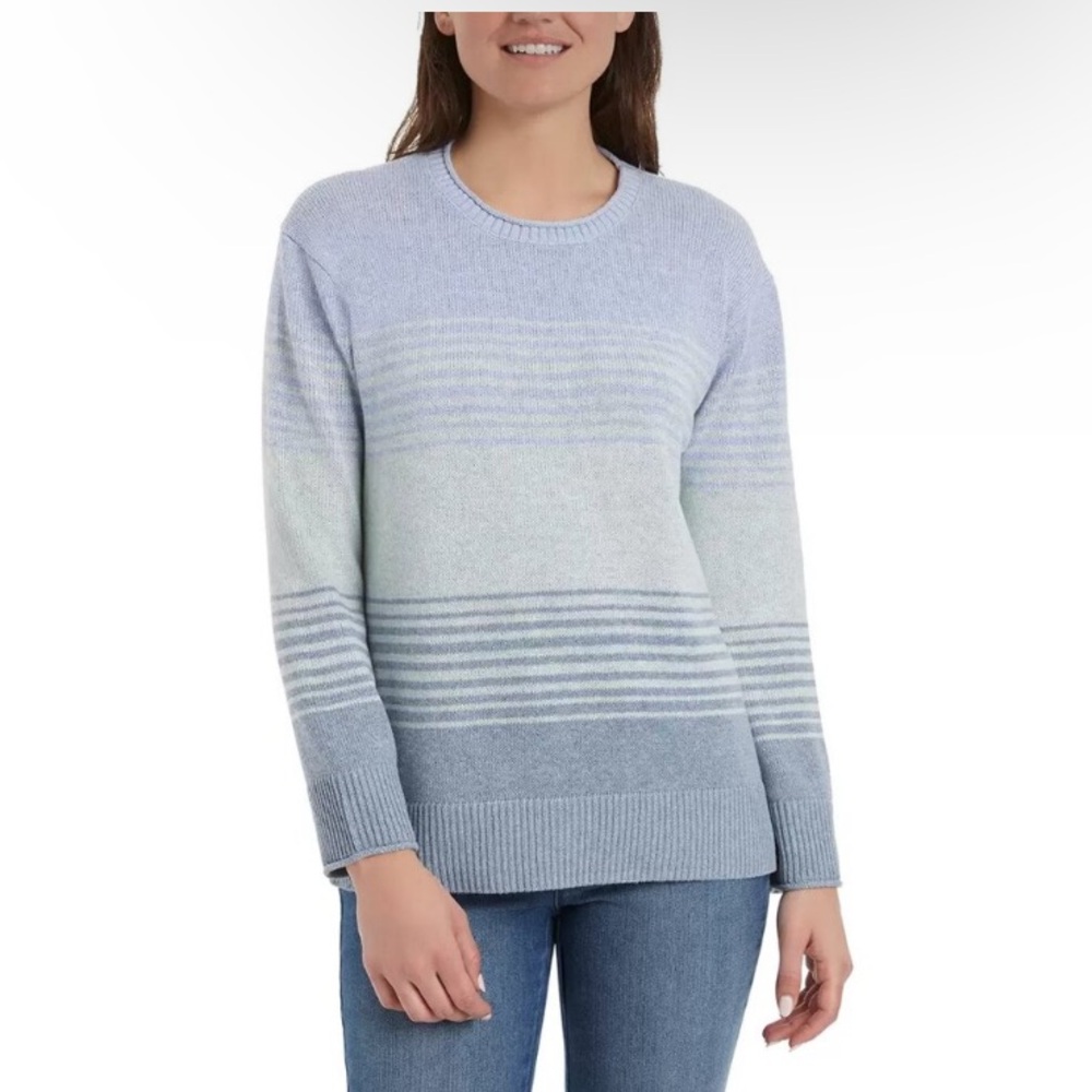 Ella Moss Ladies Ombre Striped Crewneck Sweater Variation.